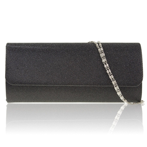 Picture of Xardi Black Medium Glitter Clutch Bag