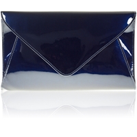 Picture of Xardi Navy Plain Envelope Patent Clutch Bag