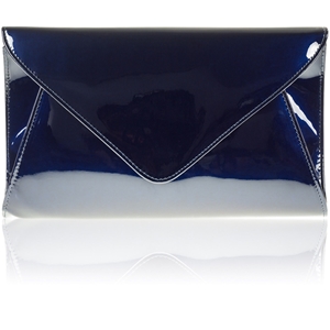 Picture of Xardi Navy Plain Envelope Patent Clutch Bag