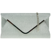Picture of Xardi Silver  Glitter Satin Clutch Bag
