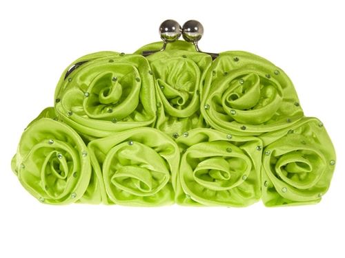 Picture of Xardi Green  Floral Bridal Baguette Clutch Bag