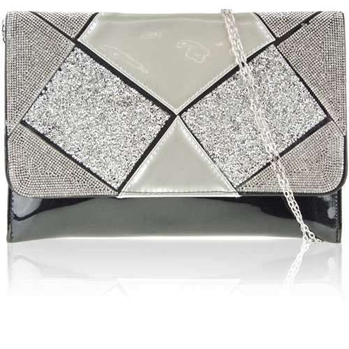 Picture of Xardi Black Sequined PVC Clutch Bag