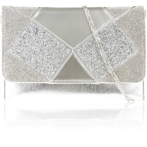 Picture of Xardi Silver Sequined PVC Clutch Bag