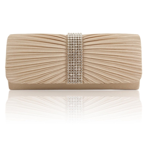 Picture of Xardi Light Gold  Pleated satin Clutch bag 