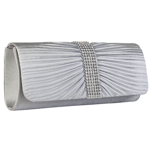 Picture of Xardi Silver  Pleated satin Clutch bag 
