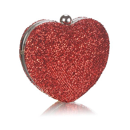 Picture of Xardi Red Heart Sparkling Diamante Clutch