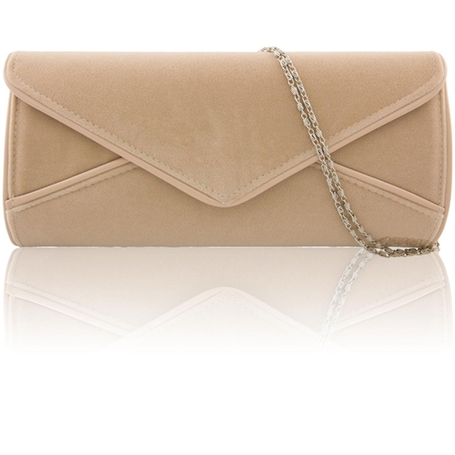 Picture of Xardi Nude Envelope Faux Suede Clutch