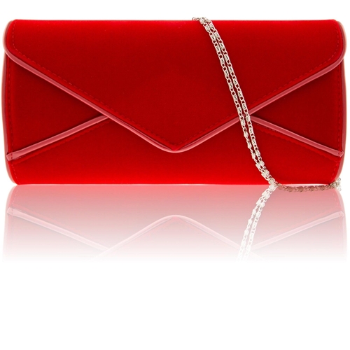 Picture of Xardi Red Envelope Faux Suede Clutch