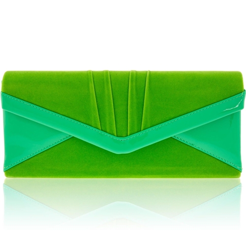 Picture of Xardi Green Faux Suede Envelope Clutch Bag