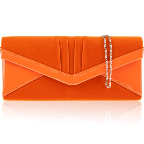 Picture of Xardi Orange Faux Suede Envelope Clutch Bag