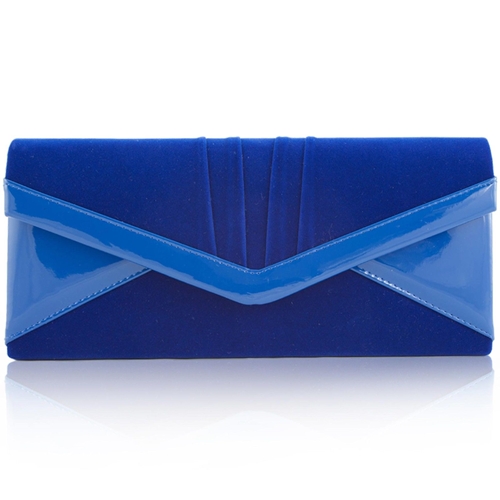 Picture of Royal Blue Faux Suede Envelope Clutch Bag