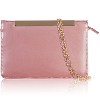 Picture of Xardi Pinky Nude Square Patent Prom Clutch Bag