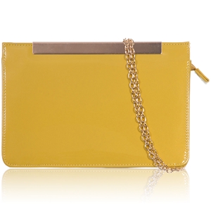 Picture of Xardi Yellow Square Patent Prom Clutch Bag