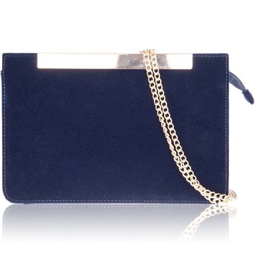 Picture of Xardi Navy Faux Suede Leather Clutch