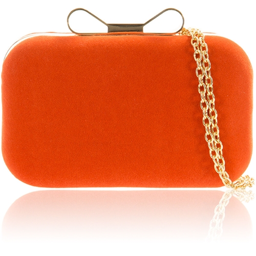 Picture of Xardi Orange Hard Compact Faux Suede Leather Clutch