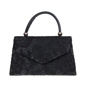 Picture of Xardi Black Lace Handled satin Clutch