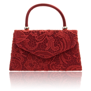 Picture of Xardi Burgundy Lace Handled satin Clutch