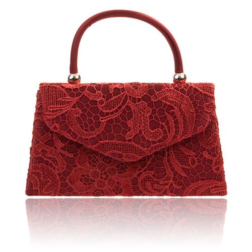 Picture of Xardi Burgundy Lace Handled satin Clutch