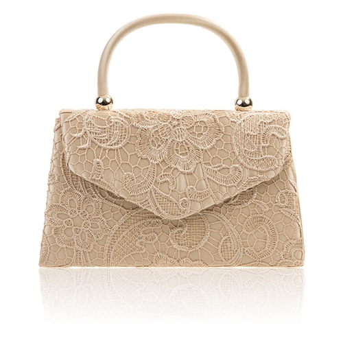 Picture of Xardi Champagne Lace Handled satin Clutch