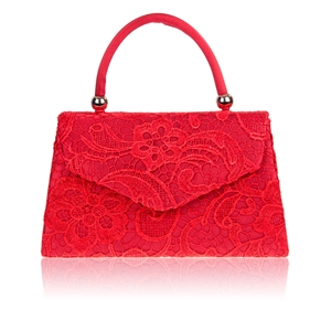 Picture of Xardi Red Lace Handled satin Clutch