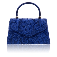 Picture of Xardi Royal Blue Lace Handled satin Clutch
