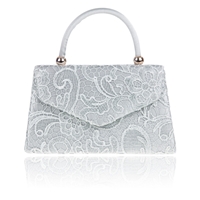 Picture of Xardi Silver Lace Handled satin Clutch
