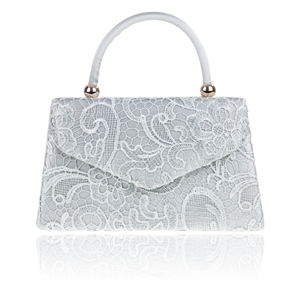 Picture of Xardi Silver Lace Handled satin Clutch