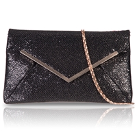 Picture of Xardi Black Synthetic Glittery Flat Envelope Evening Bag