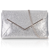 Picture of Xardi Silver Synthetic Glittery Flat Envelope Evening Bag