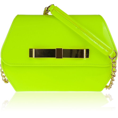 Picture of Xardi Neon Yellow Saddle Style Evening Handbag