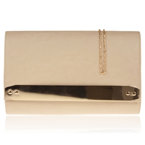 Picture of Xardi Beige Faux Leather Clutch Bag 