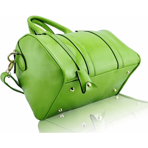 Picture of Xardi Green Patent Barrel Shoulder Bag