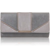 Picture of Xardi Grey Zip detail faux leather clutch