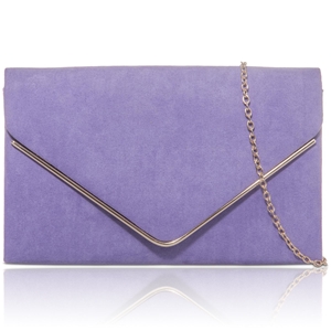 Picture of Xardi Lilac envelope metal bar suede clutch bag