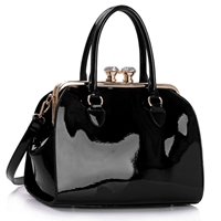 Picture of Xardi Black Medium Diamante Clasp Women Handbags