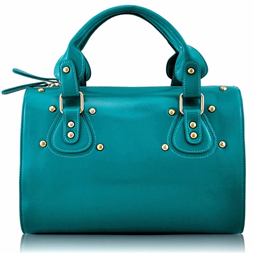 Picture of Xardi Emerald polished faux leather barrel bag