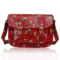 Picture of Xardi Red 13 Owl print Oilcloth Satchel