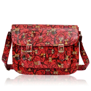 Picture of Xardi Coral 13 Owl print Oilcloth Satchel