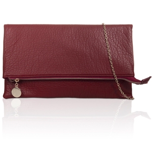 Picture of Xardi Burgundy Fold over Flat Cosmetic Faux Leather Clutch