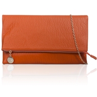 Picture of Xardi Orange Fold over Flat Cosmetic Faux Leather Clutch