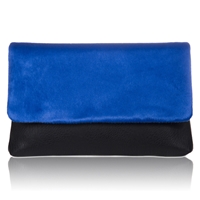Picture of Xardi Royal Blue Faux Fur Leather Slouch Clutch Bag
