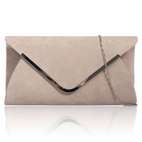 Picture of Xardi Nude Envelope Suedette Bar Clutch