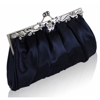 Picture of Xardi Navy Bridal Satin Wedding Slouch Clutch 