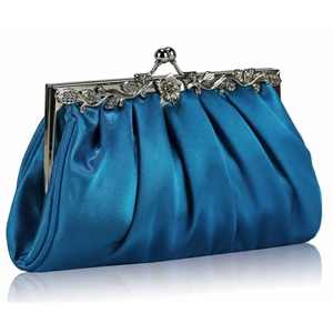 Picture of Xardi Blue Bridal Satin Wedding Slouch Clutch 