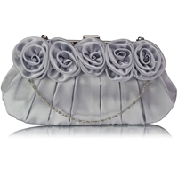 Picture of Xardi Silver Bridal Satin Floral Clutch