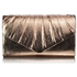 Picture of Xardi Champagne Pleated Shimmer Metallic Faux Leather Prom Bag