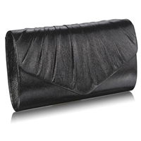 Picture of Xardi Black Pleated Shimmer Metallic Faux Leather Prom Bag