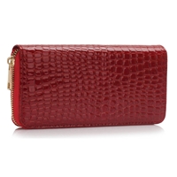 Picture of Xardi Red Faux Croc Patent Leather Zip Around Purse