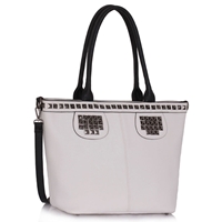 Picture of Xardi White Large Studded Designer Tote 