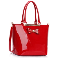Picture of Xardi Red Large Bow Patent Leatherette Handbag
